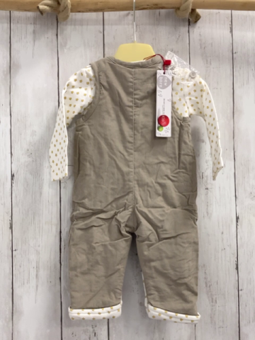 Boboli neu 2tlg Langarmshirt + Latzhose Gr. 62  weiß gelbe Sterne + beige Kord gefüttert