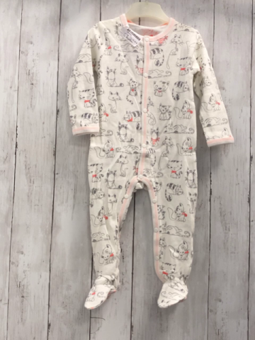 Boboli neu Strampler Gr. 68  weiß graue Katzen orange Nähte 