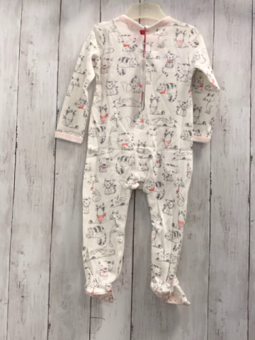 Boboli neu Strampler Gr. 68  weiß graue Katzen orange Nähte 