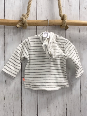 Boboli neu Frotteejacke Gr. 62  weiß graue Streifen orange Knöpfe