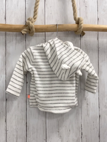 Boboli neu Frotteejacke Gr. 68  weiß graue Streifen orange Knöpfe