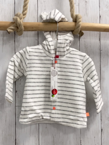 Boboli neu Frotteejacke Gr. 74  weiß graue Streifen orange Knöpfe