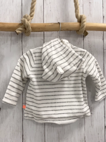 Boboli neu Frotteejacke Gr. 68  weiß graue Streifen orange Knöpfe