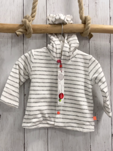 Boboli neu Frotteejacke Gr. 56  weiß graue Streifen orange Knöpfe