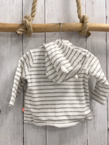 Boboli neu Frotteejacke Gr. 56  weiß graue Streifen orange Knöpfe