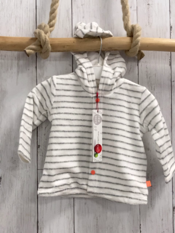 Boboli neu Frotteejacke Gr. 62  weiß graue Streifen orange Knöpfe