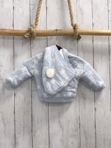 Boboli neu Strickjacke Gr. 62  hellblau weiße Sterne warm gefüttert