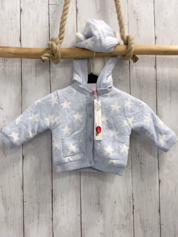 Boboli neu Strickjacke Gr. 62  hellblau weiße Sterne warm gefüttert