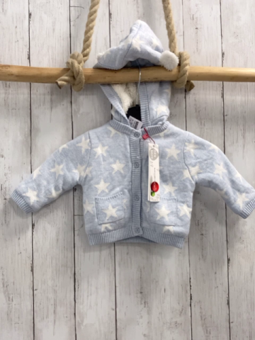 Boboli neu Strickjacke Gr. 56  hellblau weiße Sterne warm gefüttert