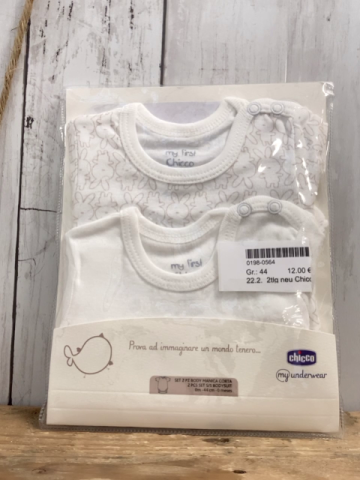 2tlg neu Chicco Bodyset Gr. 44  weiß + weiß beige Hasen