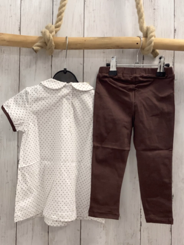 chicco neu 2tlg Sommerbluse + Leggings Gr. 80  weiß braune Punkte + Bund + braun
