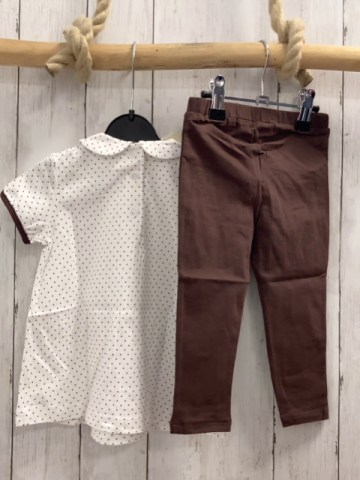 chicco neu 2tlg Sommerbluse + Leggings Gr. 68  weiß braune Punkte + Bund + braun