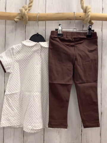 chicco neu 2tlg Sommerbluse + Leggings Gr. 56  weiß braune Punkte + Bund + braun