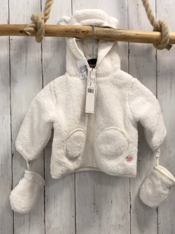 neu Boboli 2tlg Plüschjacke + Handschuhe Gr. 74  weiß mit Ohren