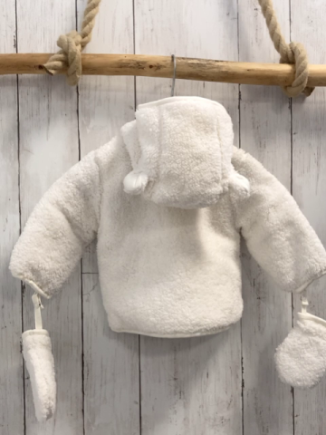 neu Boboli 2tlg Plüschjacke + Handschuhe Gr. 74  weiß mit Ohren