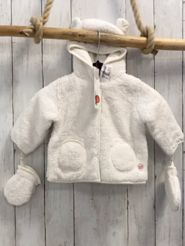 neu Boboli 2tlg Plüschjacke + Handschuhe Gr. 62  weiß mit Ohren