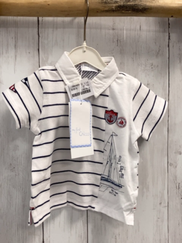Chicco neu T-Shirt Gr. 62  weiß blaue Streifen Polokragen
