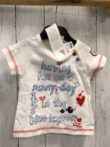 Blue seven neu T-Shirt Gr. 62  weiß blaue Schrift rote Nähte