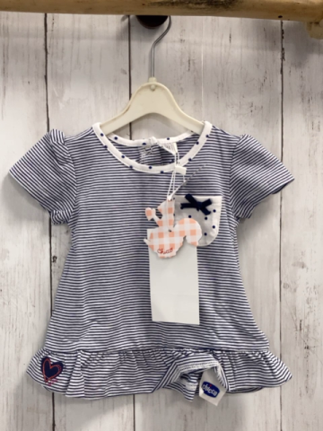 Chicco T-Shirt Gr. 62  blau weiß gestreift Punkte am Bund