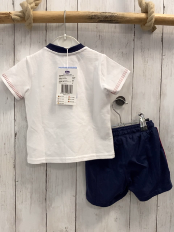 Chicco neu 2tlg T-Shirt + Shorts Gr. 68  weiß blau rote Streifen blauer Bund + blau NP 32,90€ 