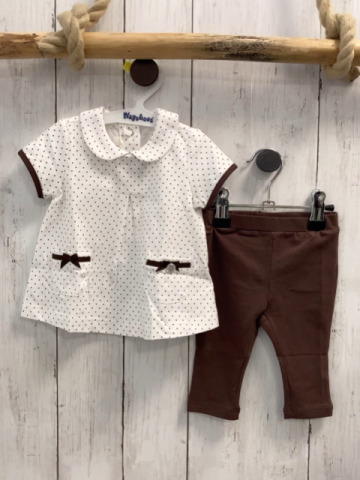Chicco neu 2tlg  T-Shirt + Leggings Gr. 68  weiß braune Punkte + braun NP 37,90 €