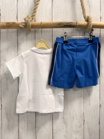 chicco neu 2tlg T-Shirt + Shorts  Gr. 74  weiß rote Streifen Schirft Tiere NP 24,90 €