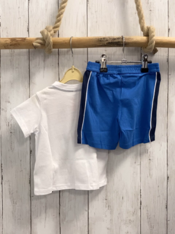 chicco neu 2tlg T-Shirt + Shorts  Gr. 68  weiß rote Streifen Schirft Tiere NP 24,90 €