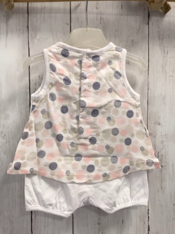 Boboli neu Playsuit Gr. 62  weiß rosa beige blaue Kreise