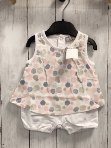 Boboli neu Playsuit Gr. 56  weiß rosa beige blaue Kreise