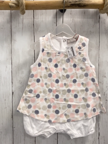 Boboli neu Playsuit Gr. 74  weiß rosa beige blaue Kreise