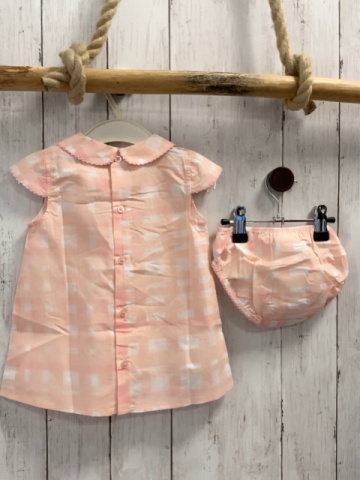 Boboli neu 2tlg Kleid + Höschen Gr. 56  rosa weiß kariert Kragen