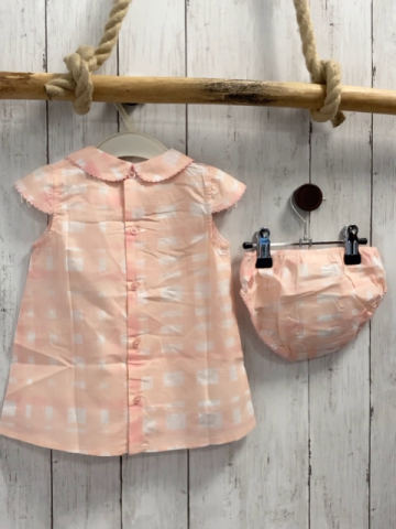 Boboli neu 2tlg Kleid + Höschen Gr. 80  rosa weiß kariert Kragen