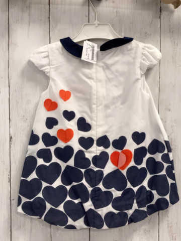 Boboli neu  Kleid Gr. 86  weiß blaue rote Herzen blauer Kragen 