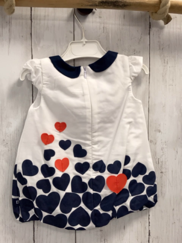 Boboli neu  Kleid Gr. 74  weiß blaue rote Herzen blauer Kragen 