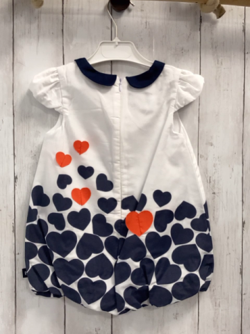 Boboli neu  Kleid Gr. 92  weiß blaue rote Herzen blauer Kragen 