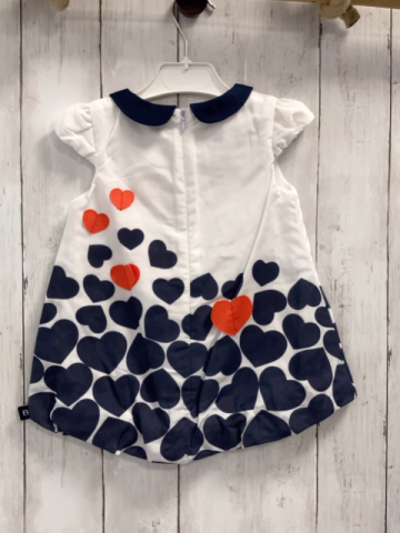 Boboli neu  Kleid Gr. 86  weiß blaue rote Herzen blauer Kragen 