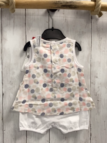 Boboli neu  Playsuit Gr. 68  weiß beige rosa blau Kreise aus Strichen 