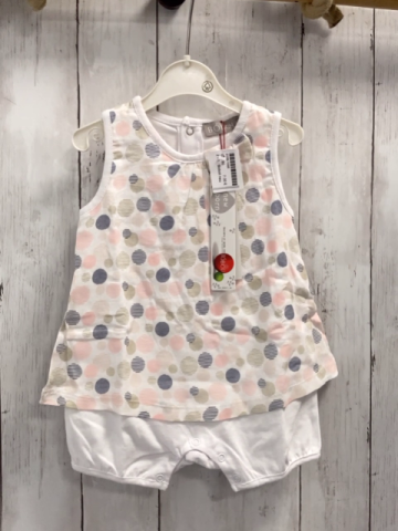 Boboli neu  Playsuit Gr. 80  weiß beige rosa blau Kreise aus Strichen 