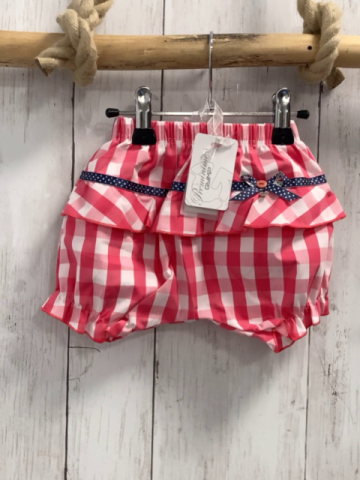 Gymp neu Shorts Gr. 68  pink rosa weiß kariert blaues Band Schleife NP 22,95 €