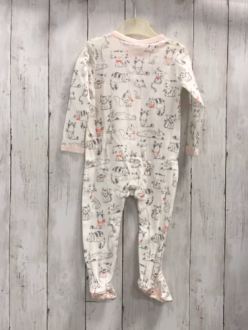 Boboli neu Strampler Gr. 74  weiß graue Katzen orange Nähte