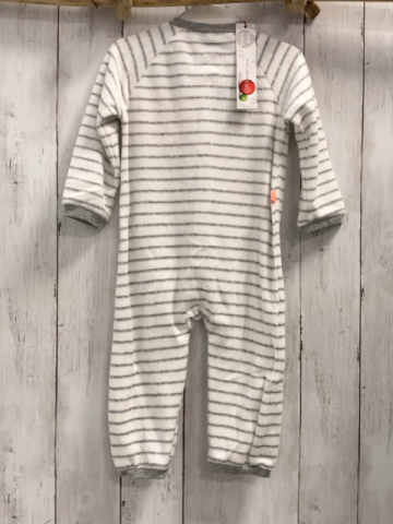 Boboli neu Strampler Gr. 74  weiß graue Streifen Frottee