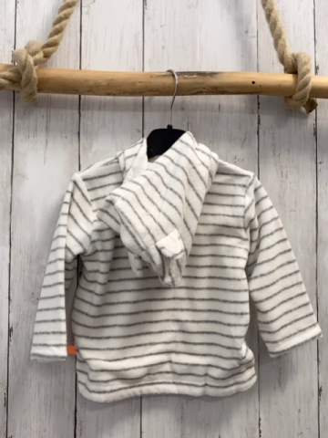 Boboli neu Frotteejacke Gr. 68  weiß graue Streifen orange Knöpfe