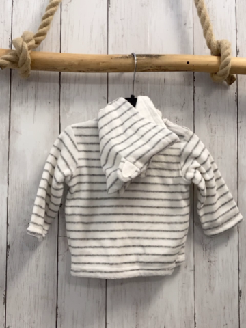 Boboli neu Frotteejacke Gr. 56  weiß graue Streifen orange Knöpfe