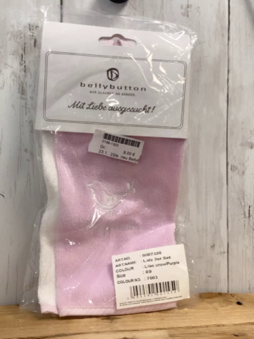 2 neue Bellybutton Waschlappen rosa weiße Stickerei + weiß rosa gestreifter Bund NP 19,90 