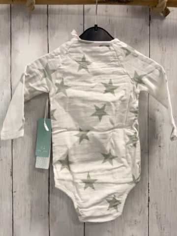neu aden + anais Body Gr. 68  weiß mint Sterne musselin langarm