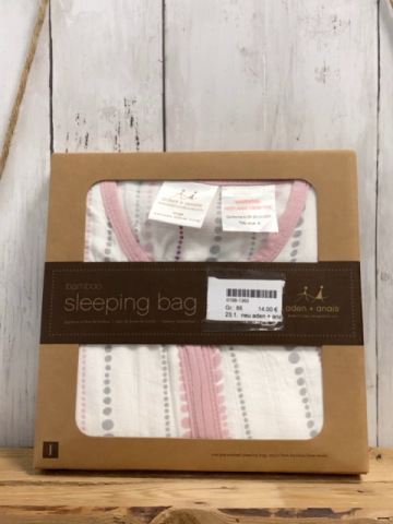 neu aden + anais Schlafsack Gr. 86  weiß gau rosa Punkte rosa Bund 0,6 TOG