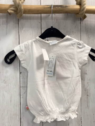 blue seven neu T-Shirt Gr. 68  weiß pink Schrift grüne Aufnäher NP 5,90 €