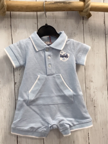Boboli neu Playsuit Gr. 56  hellblau Kragen weißer Streifen