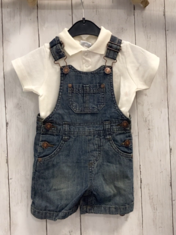 blue seven neu 2tlg T-Shirt + Latzshorts Gr. 74  weiß + blau Jeans