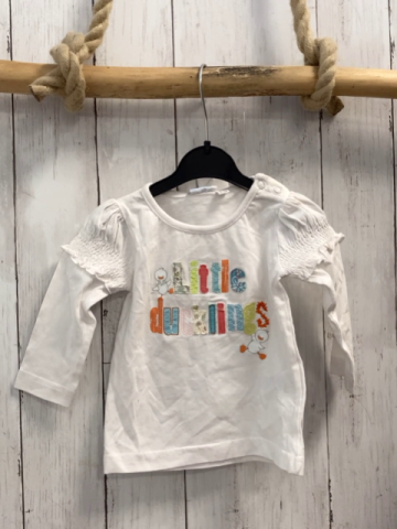 blue seven neu Langarmshirt Gr. 68  weiß bunte Schrift Enten NP 8,50 €